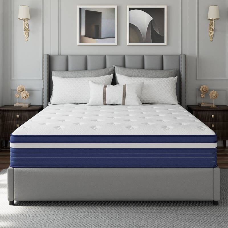 IFLUOUS 10in. Innerspring Hybrid Cooling and Breathable Medium Firm Mattress with CertiPUR-US, SGS and OEKO-TEX Certified