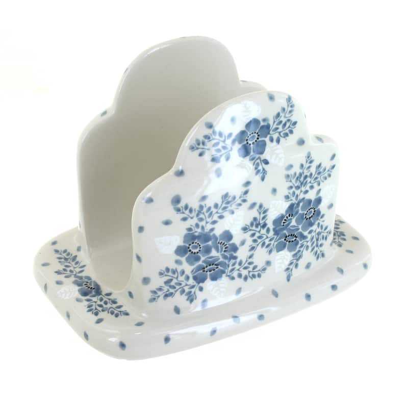 Blue Rose Polish Pottery 487 Ceramika Artystyczna Napkin Holder