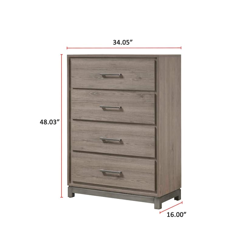 Jennifer 5 Piece Brown Modern Contemporary Solid Wood And Veneers Upholstered Panel Bedroom Set