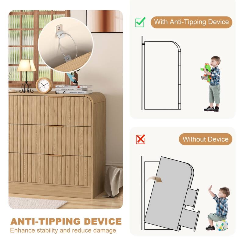 VEIKOUS 6-Drawer Wood Dresser for Bedroom, Mid-Century Modern Chest of Drawers with Anti-Tipping Device