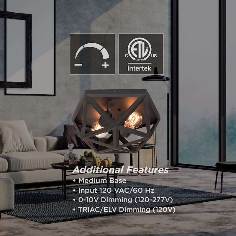 AFX Kai 2-Light Black Flush Mount
