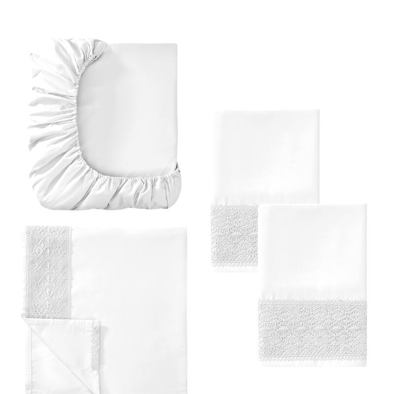 Modern Threads 4-Piece Soft Microfiber Crochet Lace Sheet Set