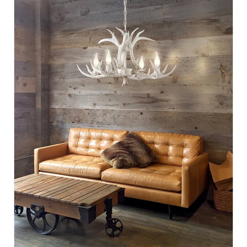 Apollo 26" Adjustable Resin Antler 4-Light LED Chandelier, by JONATHAN Y