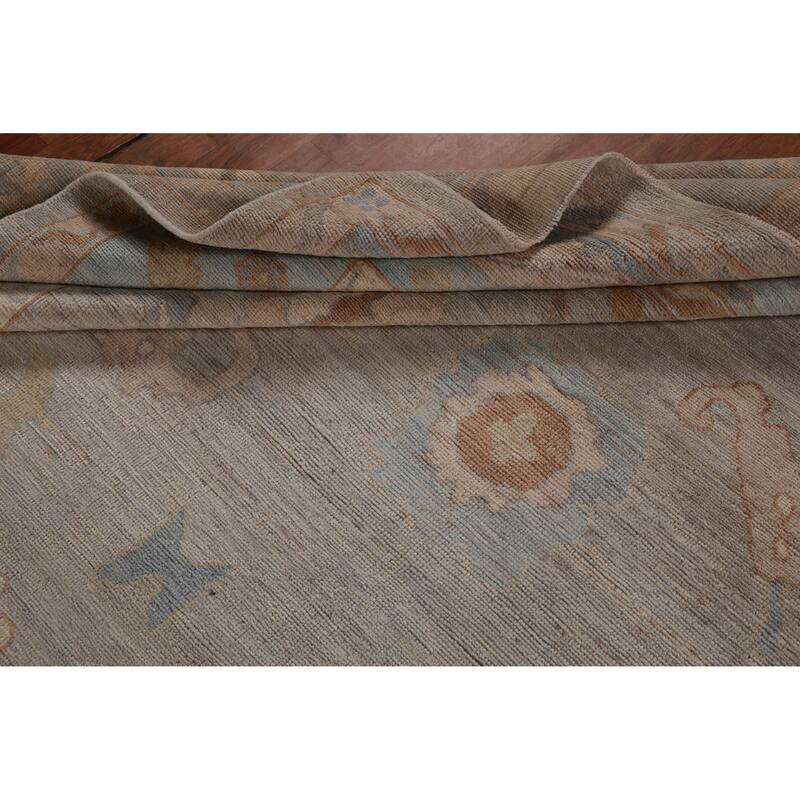 Hand Knotted Oriental 100% Wool Carpet Transitional All-Over Greys & Charcoal Oushak Area Rug - 11' 8'' X 8' 11''