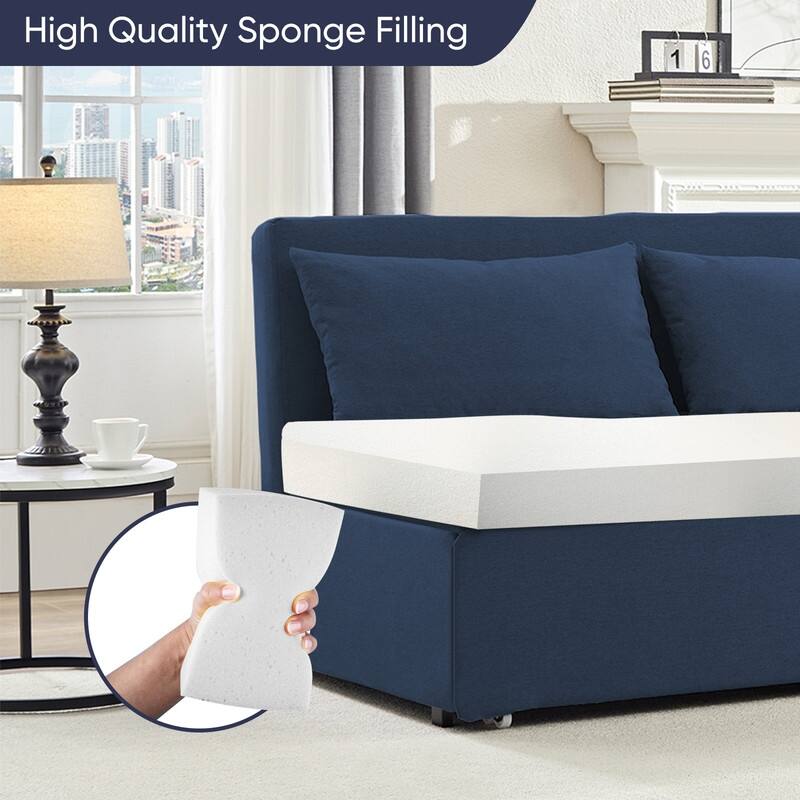 Mixoy Full Size Queen Size Sofa Bed,2 in 1 Convertible Linen 1-Seater/Loveseat Sleeper Sofa Couch with Cushions