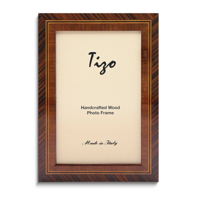 Curata Handcrafted Dark Brown Wood Inlay 8x10 Photo Frame