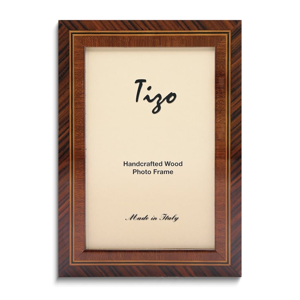 Curata Handcrafted Dark Brown Wood Inlay 8x10 Photo Frame