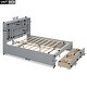 preview thumbnail 4 of 28, Full Size Platform Bed with Storage Headboard and 2-Drawers, Grey