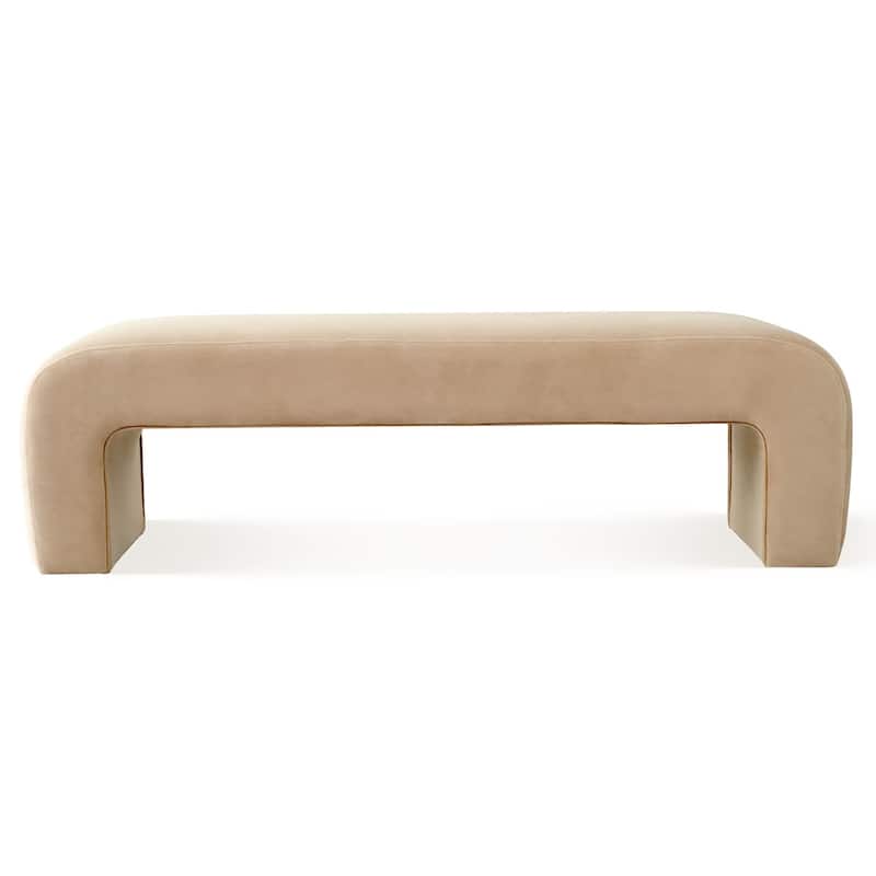 60" Velvet Upholstered Waterfall Bench