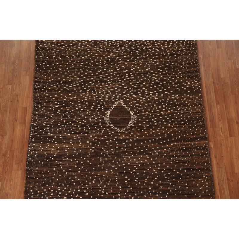 Hand Knotted Oriental 100% Wool Carpet Tribal Tribal Brown Moroccan Area Rug - 7' 10'' X 5' 7''