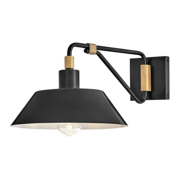 slide 2 of 4, Hinkley Lighting 28824 Brewster 9" Tall Wall Sconce Black / Heritage Brass