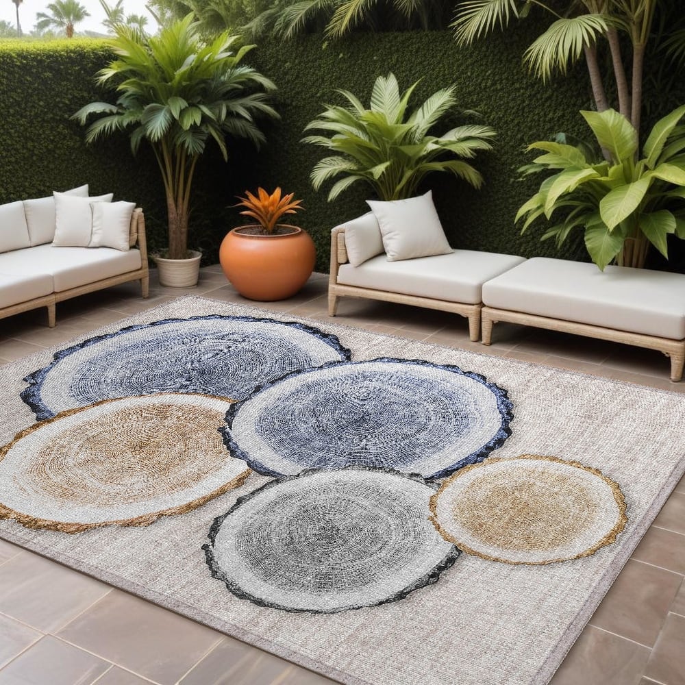Alfiv Nature Weather Resistant Blended Style Outdoor Rug