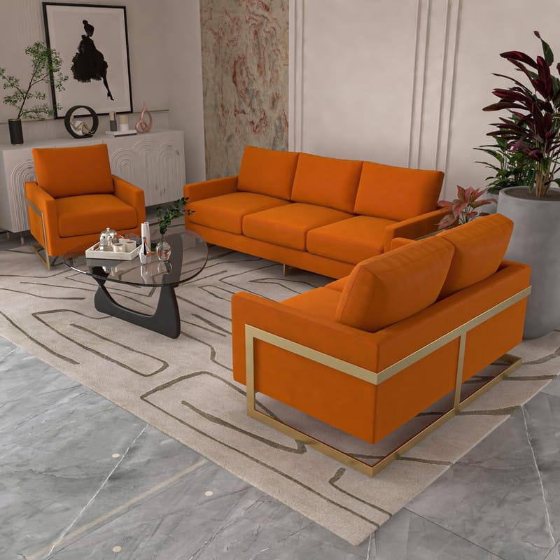 Lincoln 3-Seater Velvet Sofa with Stainless Steel Base Durable Wood Frame Pocket-Spring for Living Room Office Lounge - 83"