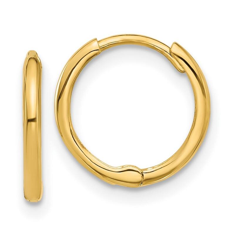 Curata 14k Yellow Gold Polished Hinged Hoop Earrings - 12.5x12.7mm