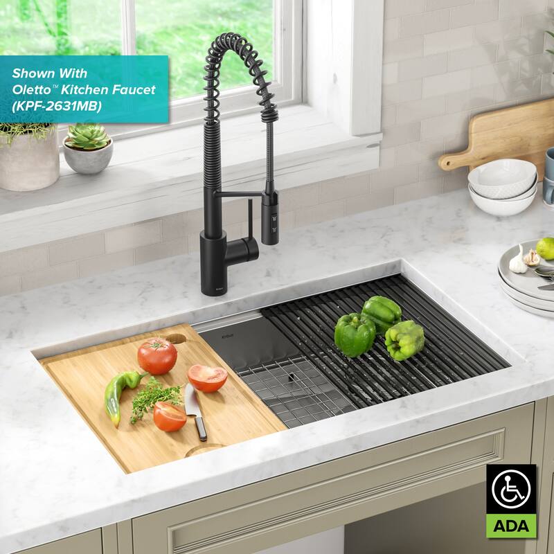 KRAUS Kore Workstation Undermount Stainless Steel Kitchen Sink