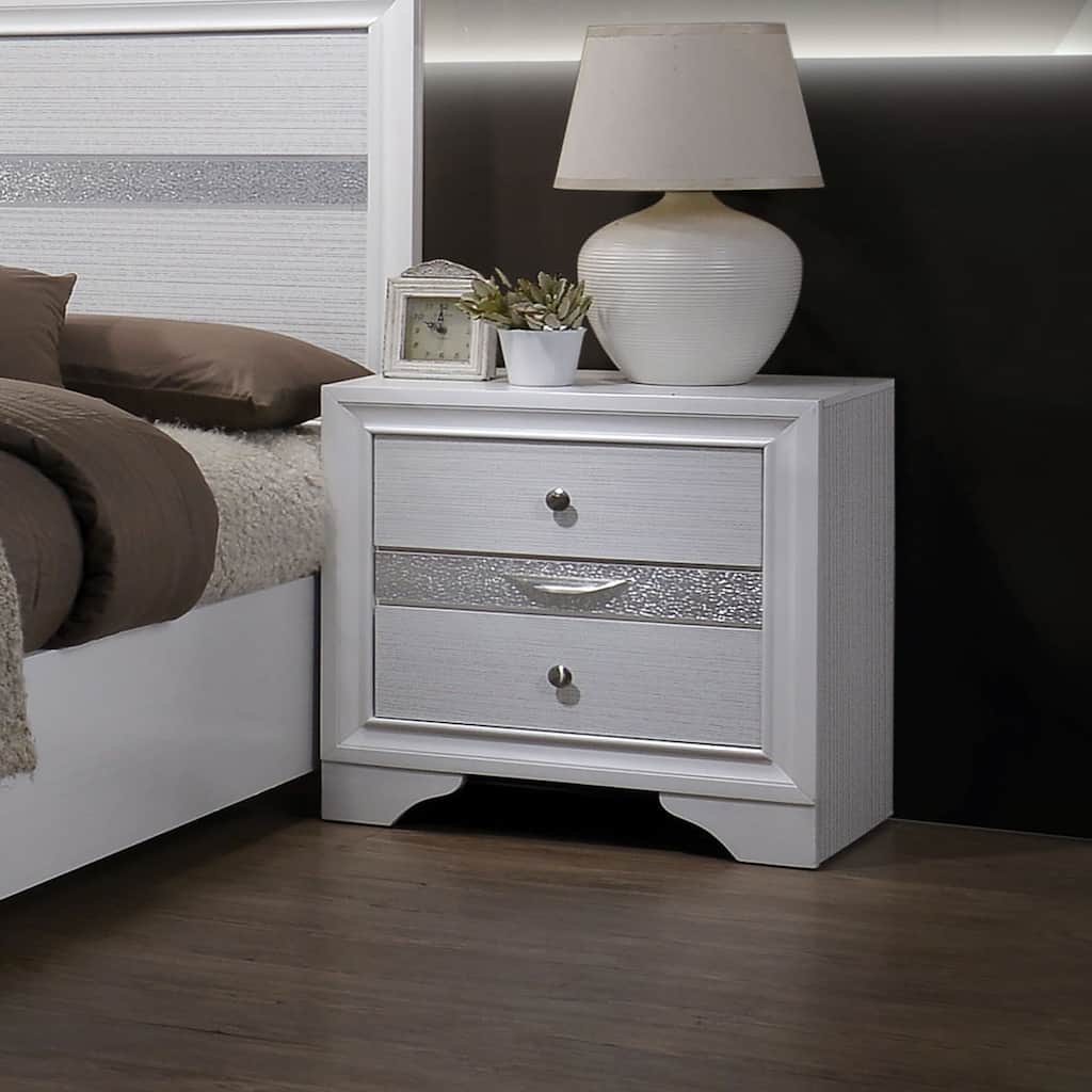 Relo Contemporary Solid Wood 3-Drawer Nightstand by Furniture of America