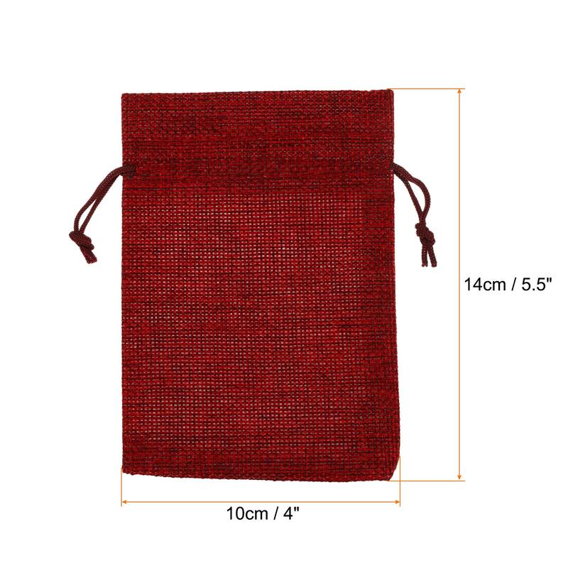 25Pcs Drawstring Burlap Gift Bags 4" x 5.5" Linen Sack Jewelry Pouches - 4" x 5.5" - Wine