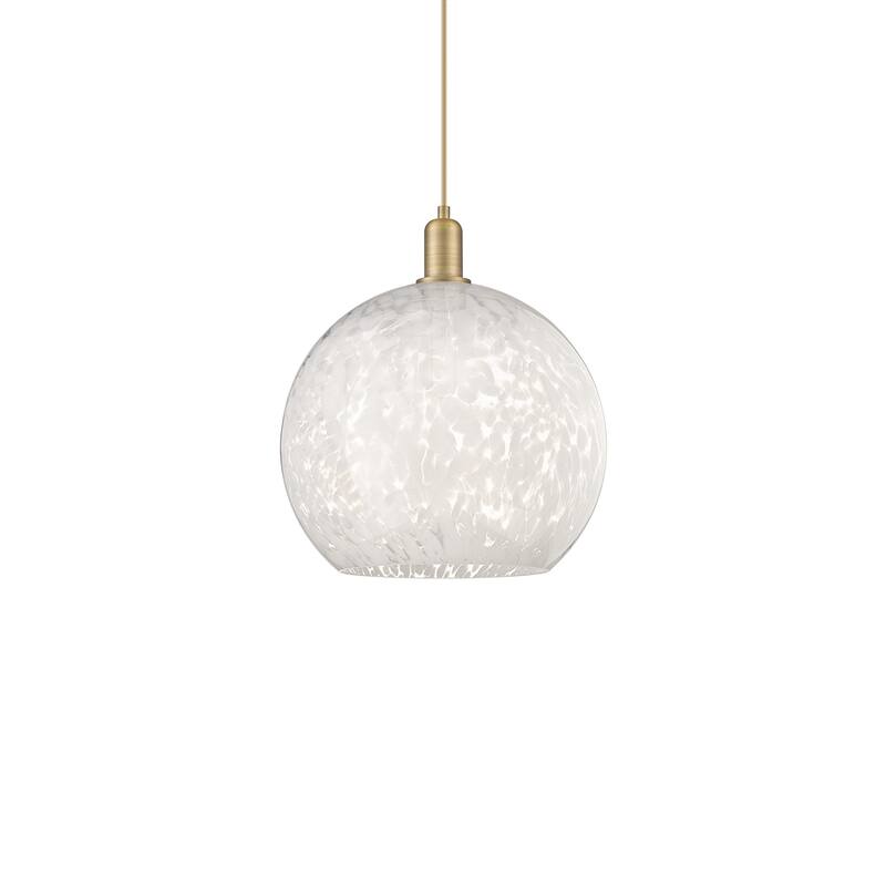 Innovations Lighting 716-1P-18-14 White Mouchette Pendant White - Brushed Brass / White Mouchette
