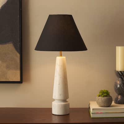 SAFAVIEH Lighting Enza Table Lamp 22-Inch Marble Base Design - 12"W x 12"D x 22"H