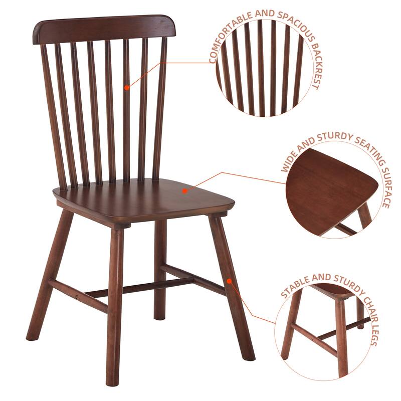 Modern Solid Wood Dining Chairs with Curved Backrests (Set of 4)