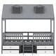 preview thumbnail 5 of 10, Gray Twin Size Wood Bed House with Fence and Roof for Kids, Boys and Girls, Bedroom