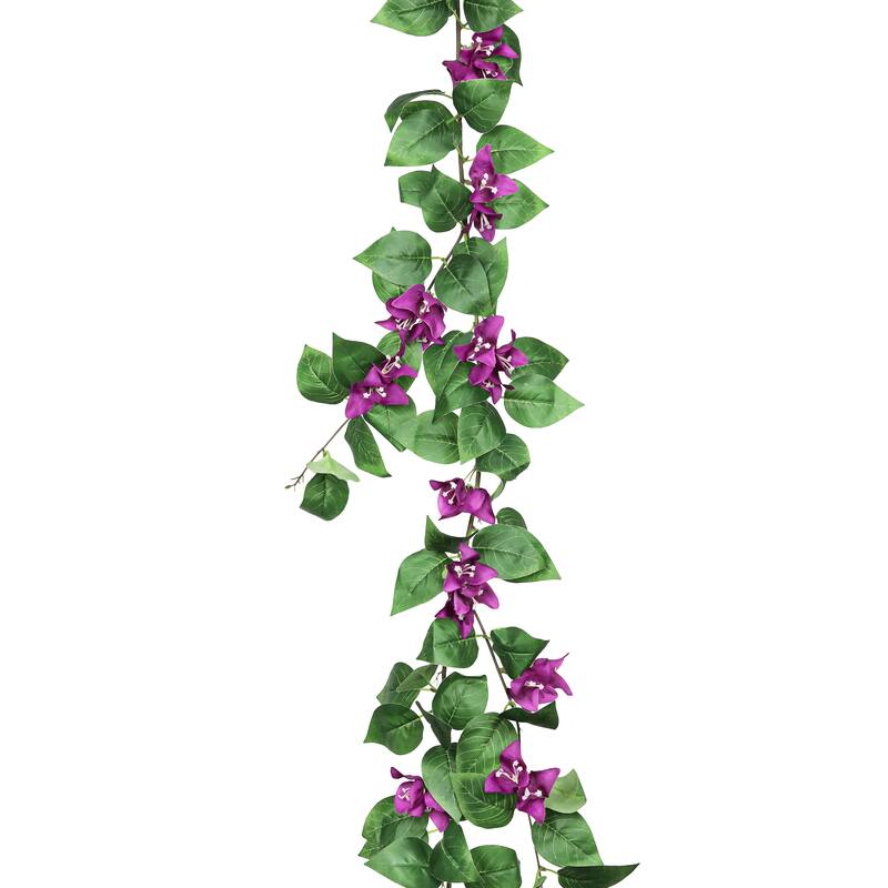 Purple Artificial Bougainvillea Flower Garland Hanging Vine 6ft - 72" L x 8" W x 3" DP