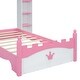 preview thumbnail 19 of 17, Twin Size Castle-Shaped Kids Platform Bed Frame with 2 Storage Bookshelf, Wooden Dreamy Princess Bed