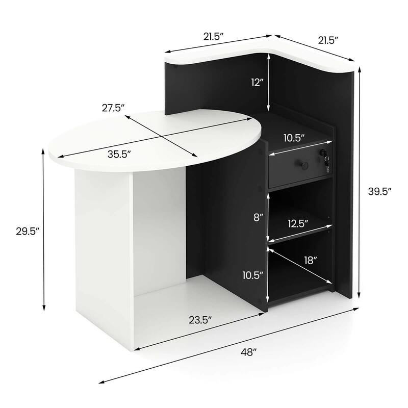 Costway Front Reception Counter Desk Checkout Office Desk with Open