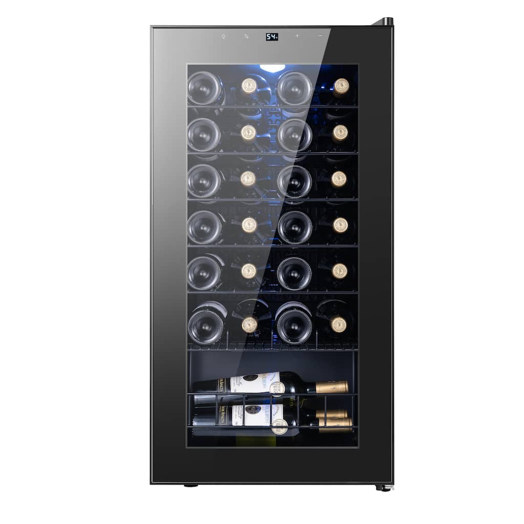 Yeego 16.9" 28 Bottle Freestanding Wine Cooler, Stainless Steel Wine Refrigerator with UV Glass Door