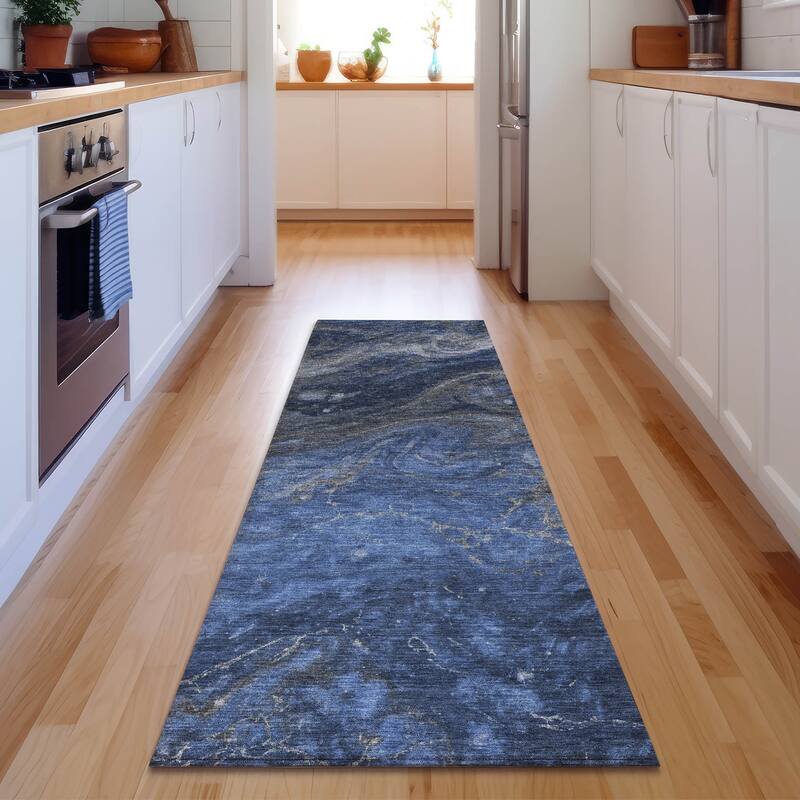 Premium Washable Super Soft Abstract Cosmic Mayfield Rug - Blue - 2' 3" x 7' 6" - Runner