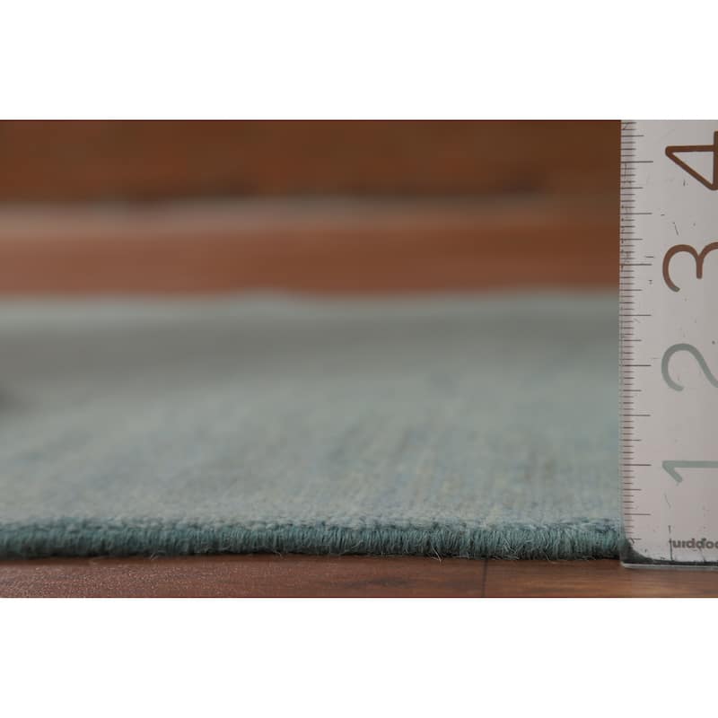 Blue Modern Gabbeh Oriental Foyer Rug Solid Handmade Wool Carpet - 3'4"x 4'9"