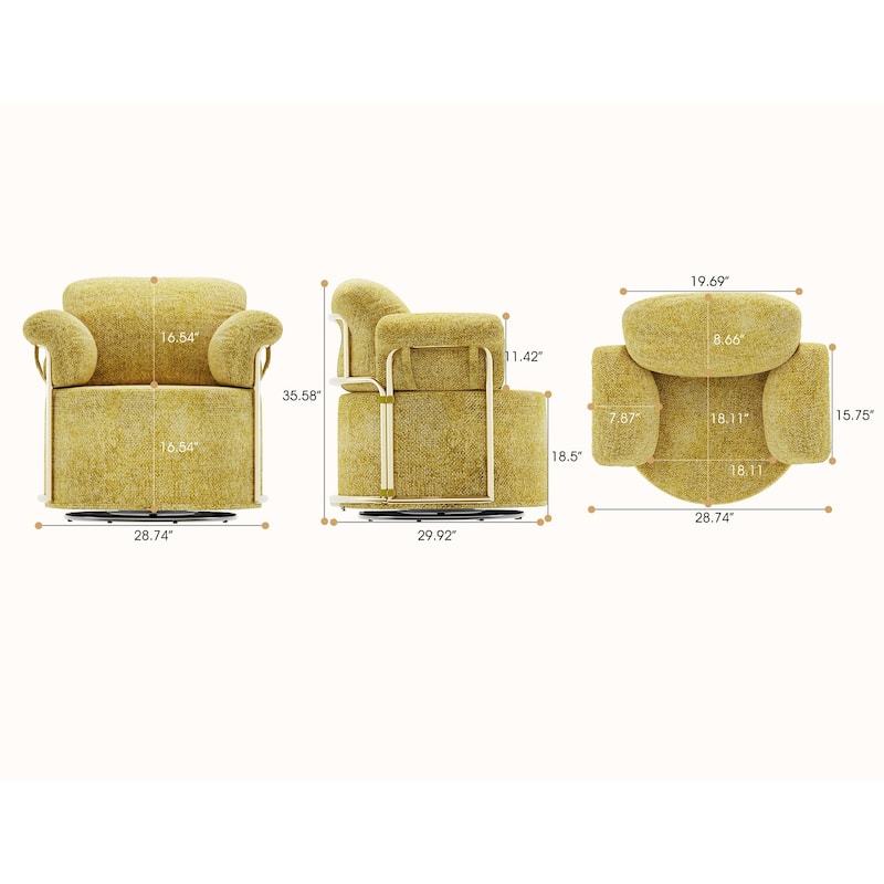 Upholstered 360 Degree Barrel Swivel Accent Sofa Chair