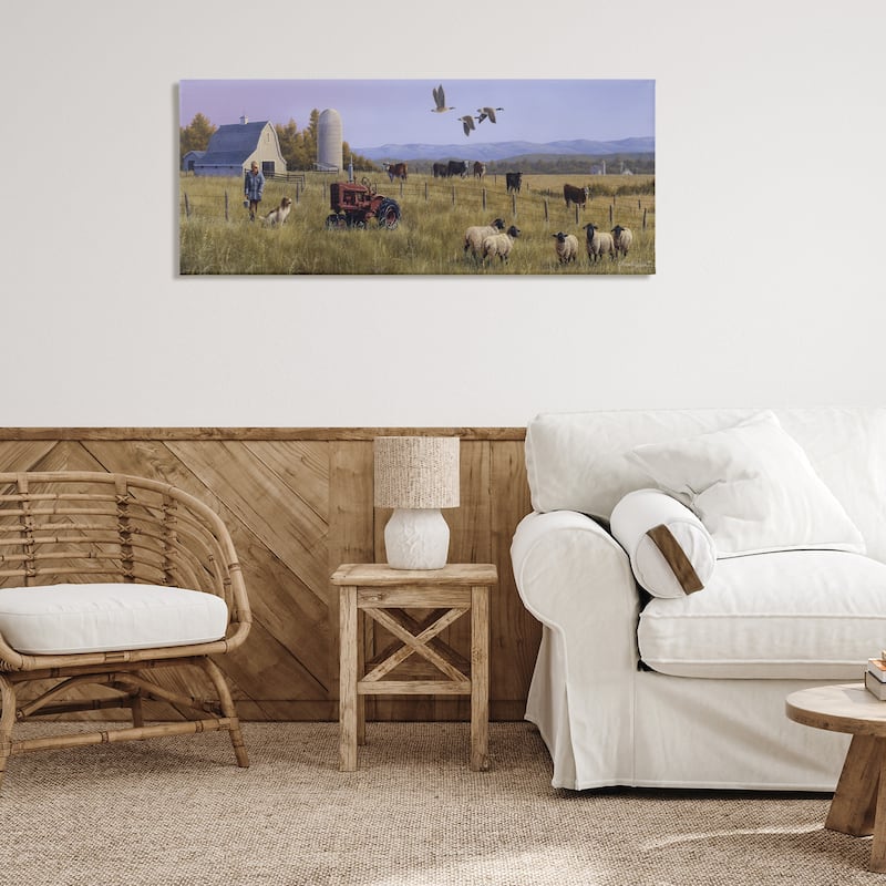 Stupell Geese Over Lush Farm Scene Canvas Wall Art Design By Frank Parker (Young)