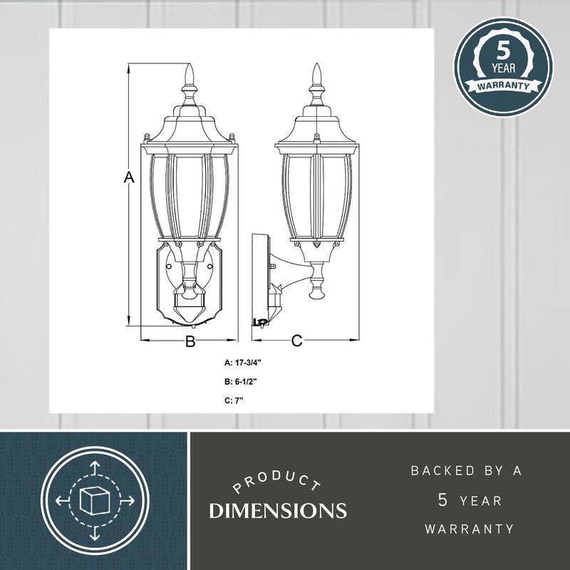 Rogers Park Aluminum 6.25-in. W 1 Light Motion Sensor Dusk to Dawn Outdoor Wall Lantern Clear Glass