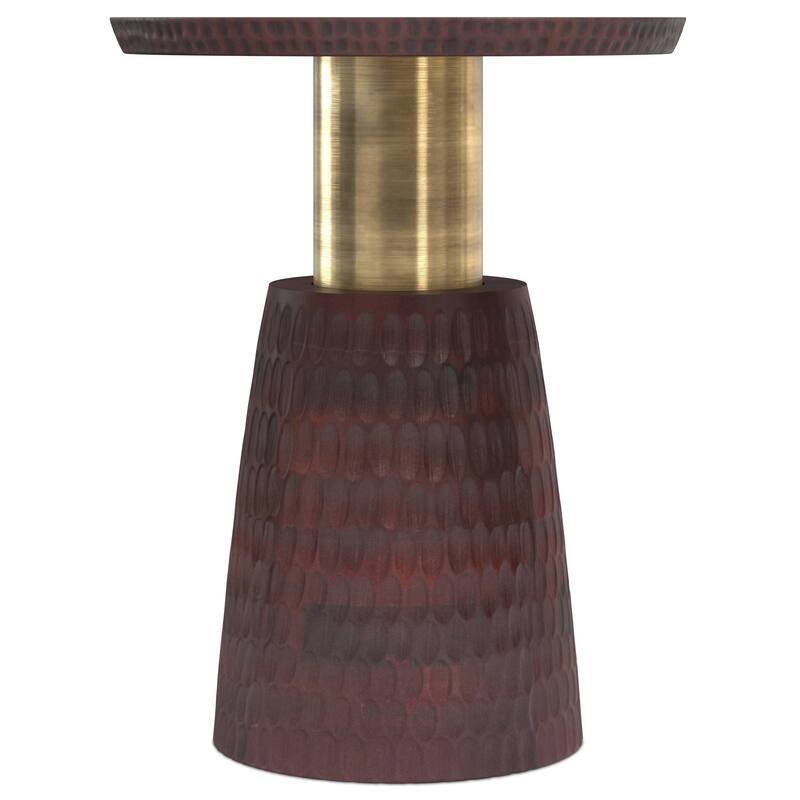 WYNDENHALL Violeta SOLID MANGO WOOD and Metal 16 inch Wide Round Contemporary Side Table - 16" d x 16" w x 20" h