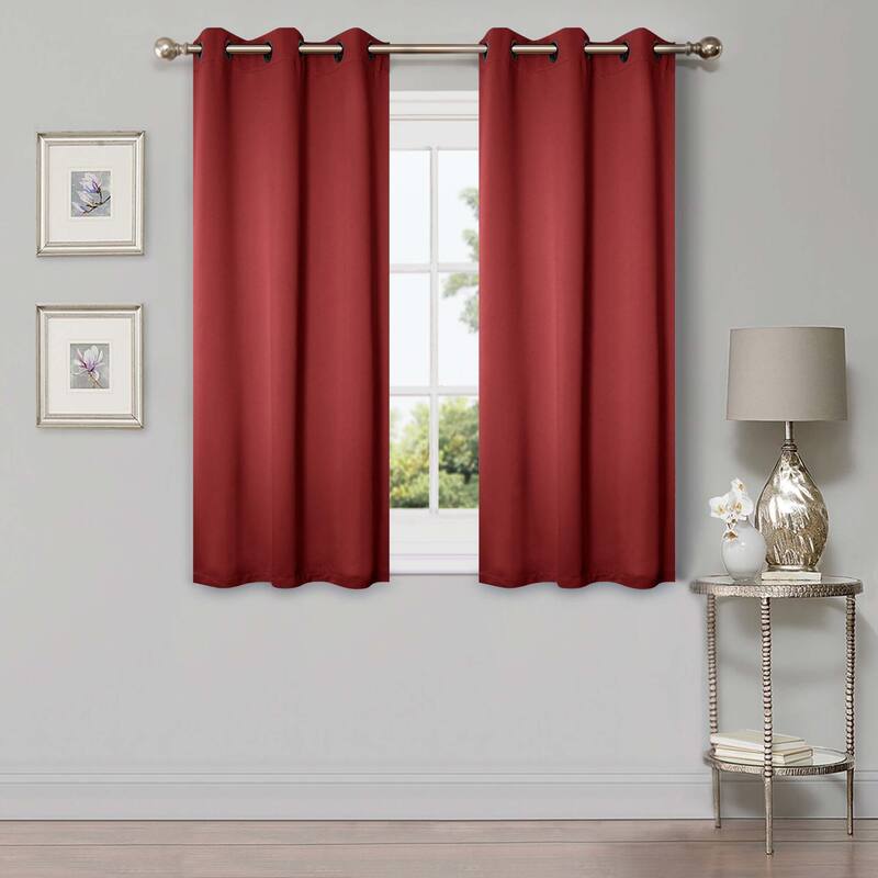 Superior Solid Machine Washable Room Darkening Grommet Curtains, Set of 2