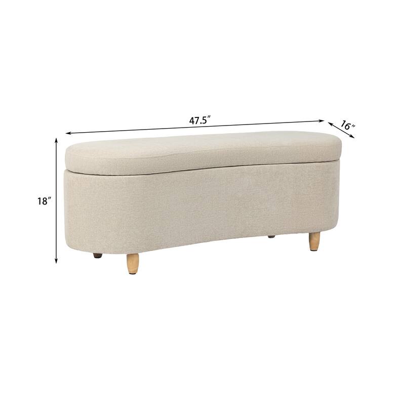 Adeco Curved Upholstered Storage Bench for Bedroom