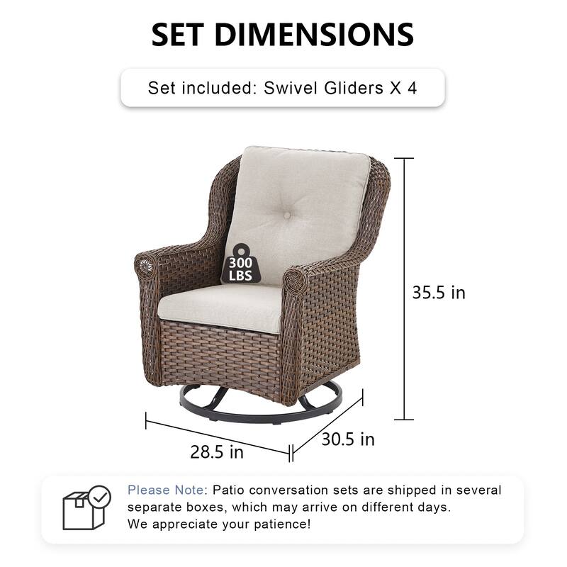 Pocassy Wicker Patio Conversation Set for Backyard