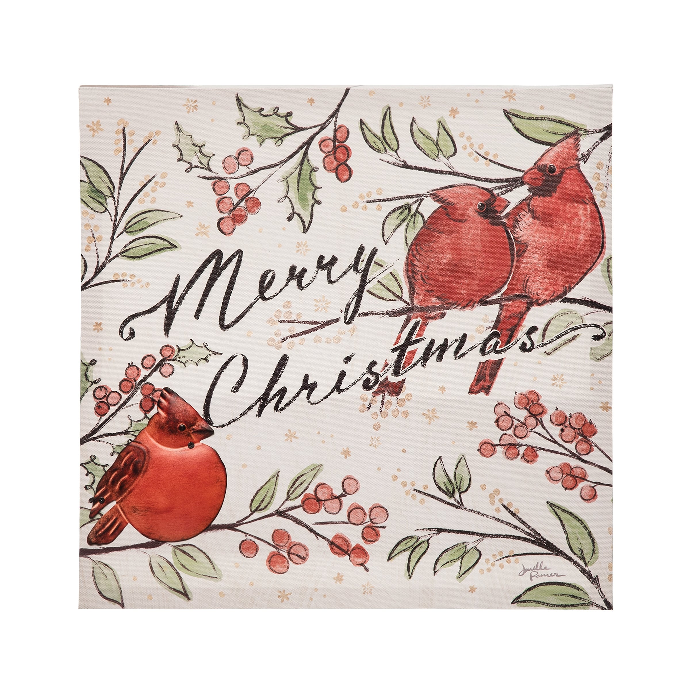 3D Cardinal Christmas Wall Art - Red