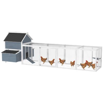 PawHut Extra Large Chicken Coop with 2 Nesting Box, 156" Wooden Hen House Poultry Cage with Extra Long Run Cage