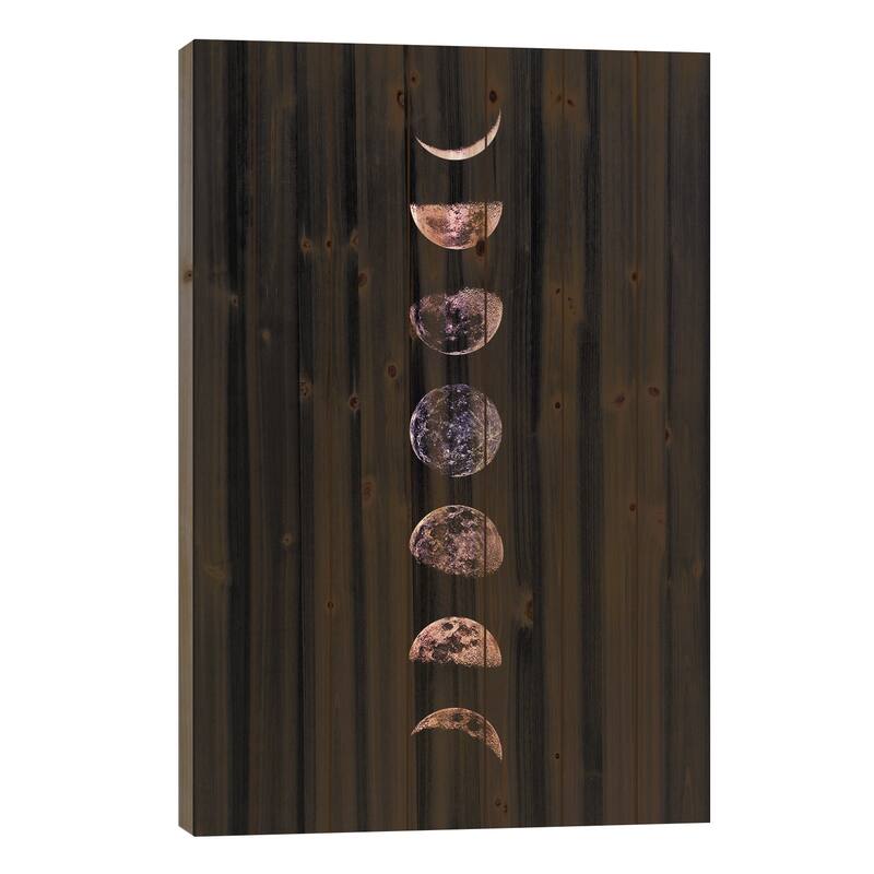 Moon Phases Print On Wood by Emanuela Carratoni - Multi-Color - 26x18x1.5
