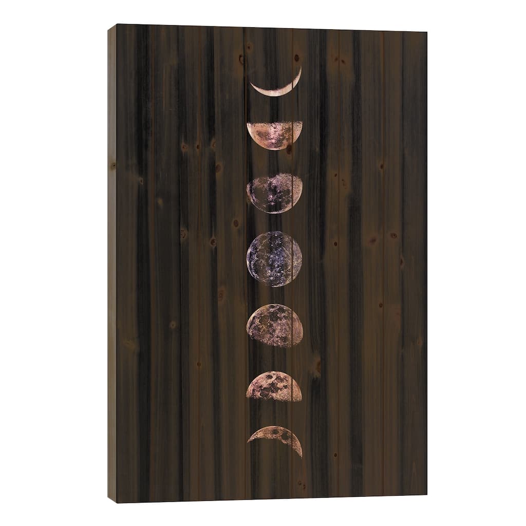 Moon Phases Print On Wood by Emanuela Carratoni - Multi-Color
