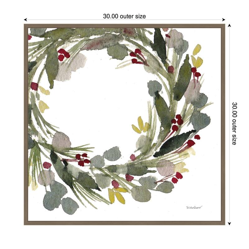 Kate and Laurel Framed Canvas Loose Christmas Wreath by Patricia Shaw