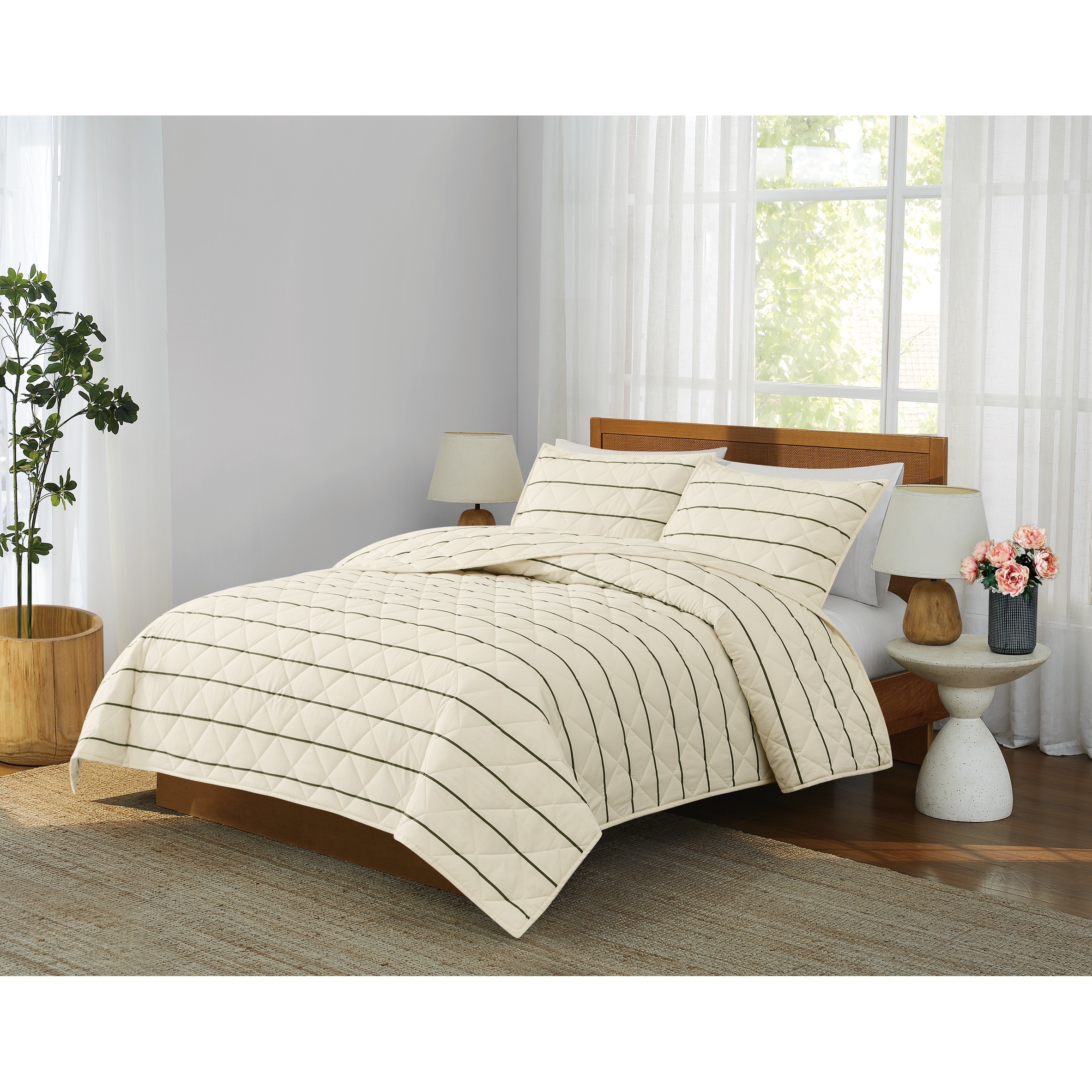 Brooklyn Loom Hayward Stripe 3 Piece Quilt Set - Overstock - 43541694