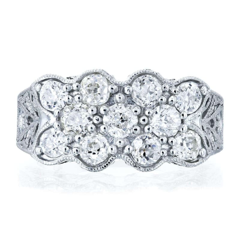 Kobelli 1.84 Carat Natural Diamond Old Mine Cut Platinum Vintage Hourglass Ring (FG/VS-SI1, Certified)