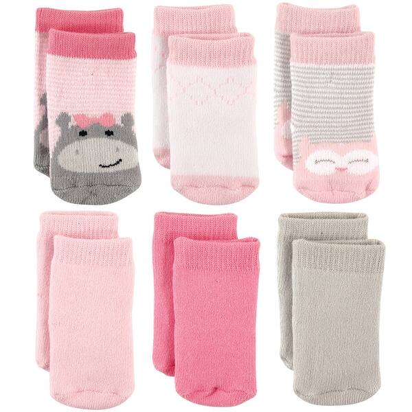slide 1 of 1, Luvable Friends Baby Girl Newborn and Baby Socks Set, Hippo Hippo - 0-6 Months