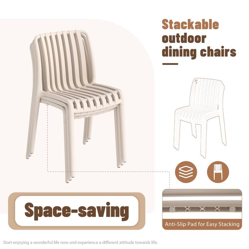 Outdoor Dining Set 9-Piece Stackable Plastic Lightweight Dining Chair and Extendable Dining Table