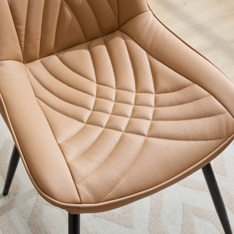 Dining Chairs Set of 2, Armless Upholstered PU Leather Dinner Chairs, Kitchen Chair with Curved Back and Metal Legs