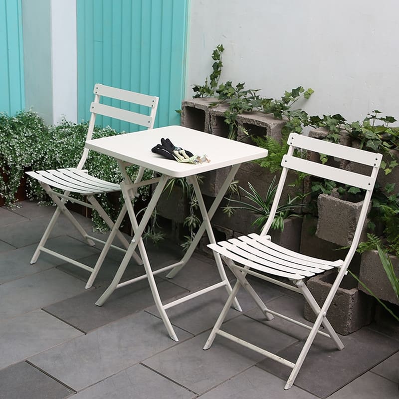 3-Piece Patio Bistro Set, Outdoor Metal Folding Conversation Set for Balcony, Cafe, Yard