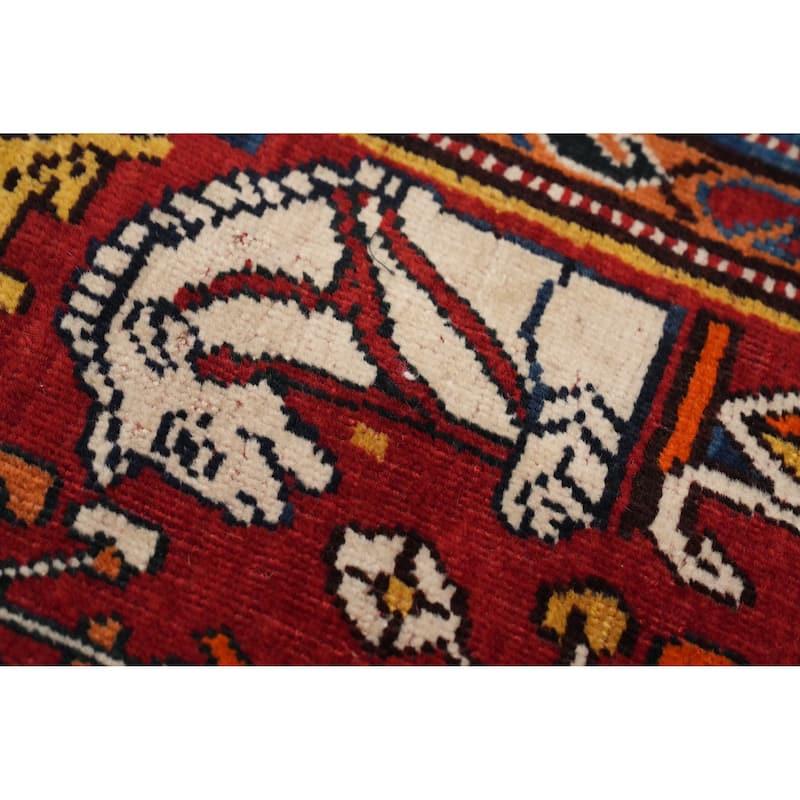 Hand Knotted Oriental 100% Wool Carpet Traditional Floral Oranges & Rust Qashqai Area Rug - 8' 6'' X 5' 1''